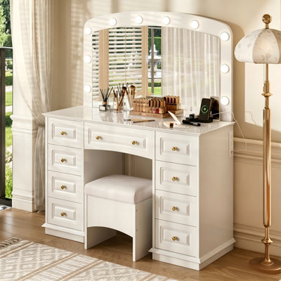 Meuble-lavabo luxueux avec 10 ampoules Hollywood