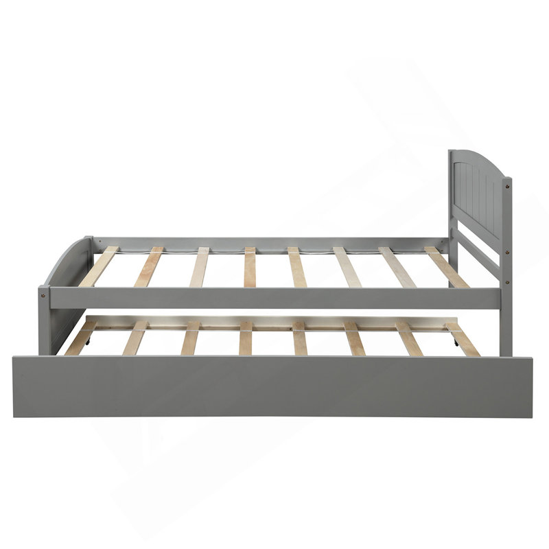 Lit plateforme simple avec lit gigogne, gris