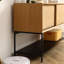 Buffet à deux portes en caoutchouc blanc et panneau de fibres à densité moyenne pour salle à manger, solution de rangement compacte et élégante