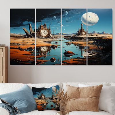 The Persistence Of Dali Surreal II - Surrealism Landscape 4 Piece Wall Art