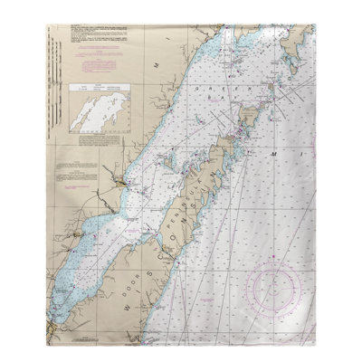 Nautical Map Machine Printed Throw Blanket