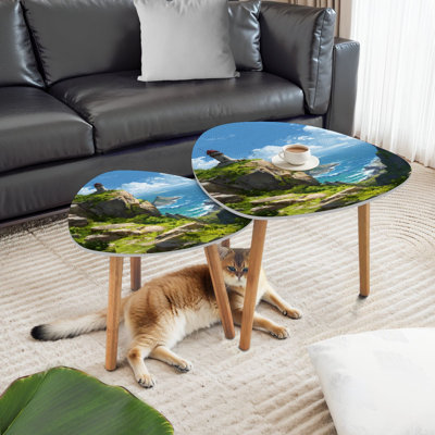 Triangle Nesting Coffee Table Set of 2 Lighthouse Biarritz lighthouse France End Table Modern Minimalist Side Table Set for Living Room Bedroom