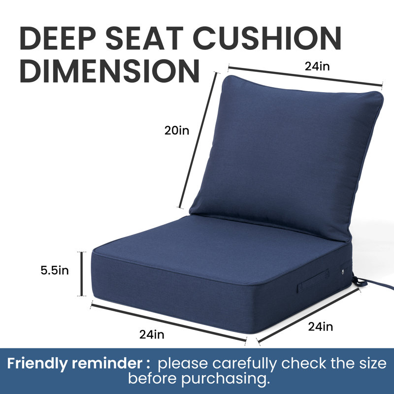 24'' W X 24'' D X 5.5'' H Outdoor Deep Seating Cushions, 1, Navy