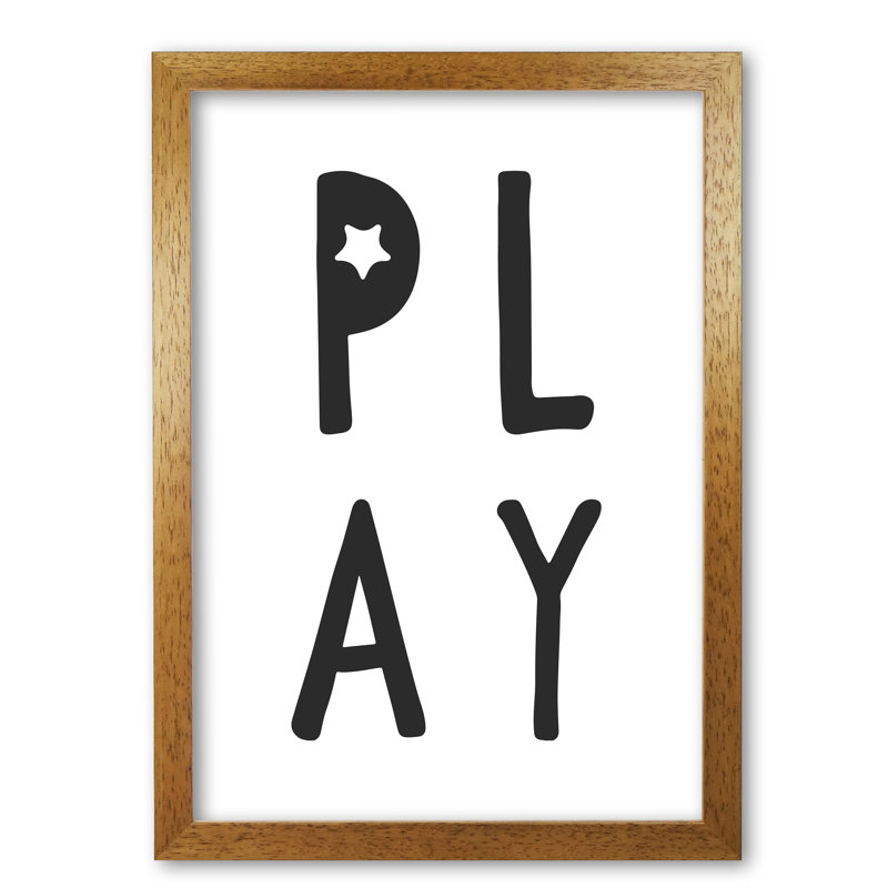 Play - Print, 42 cm H x 30 cm W x 5 cm D, Honey Oak Frame