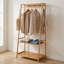 Mattera Natural Bamboo Wooden Clothes Rack, Garment Rail Garment Rack Open Wardrobe, Storage Shelves Bedroom-2104322633