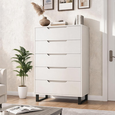 5 Dresser for Bedroom, 51" Tall Dresser, Freestanding Vertical Drawer Cabinet with Storage, Wooden Closet Storage Chest for Living Room, Hallway, Entryway
