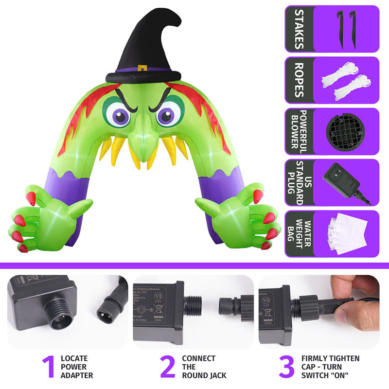 12ft Spooky Witch Mouth Arch Inflatable Halloween Outdoor Decoration
