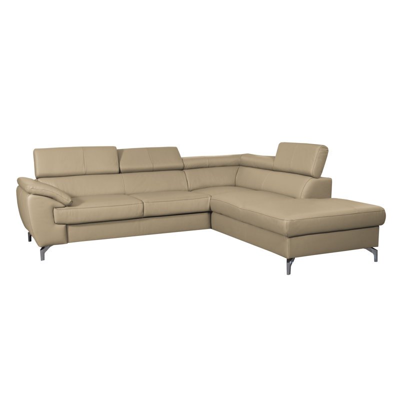 Brookhurst Leather Corner Sofabed, Right Hand Facing, Beige