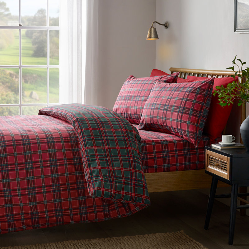 Tartan Check Reversible Duvet Cover Set, Single