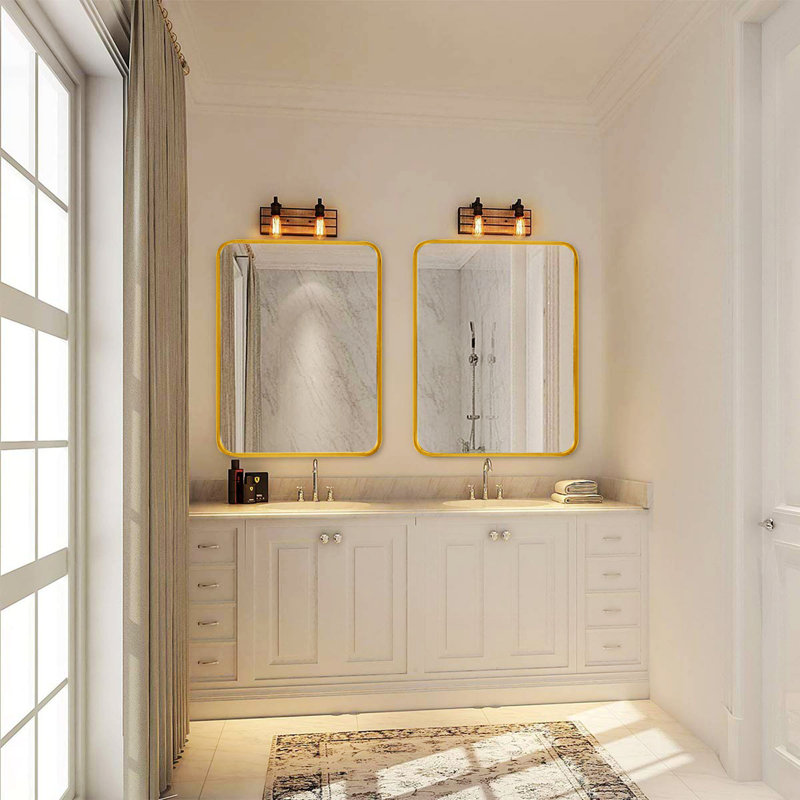 Miroir mural pour salle de bain, Doré, 30 po x 22 po
