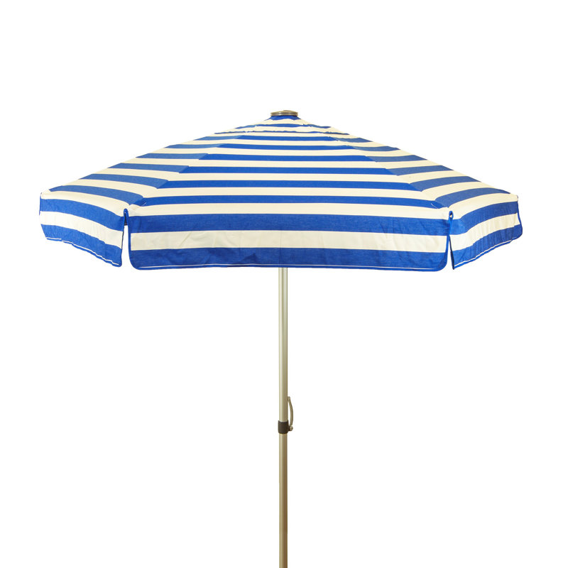 Parasol de marché 6,5', Rayures bleu royal et blanches