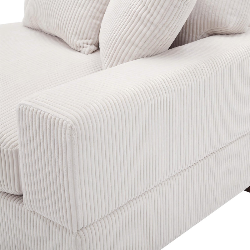 Fauteuil rembourré en velours côtelé Milbrey, Beige, Velours côtelé
