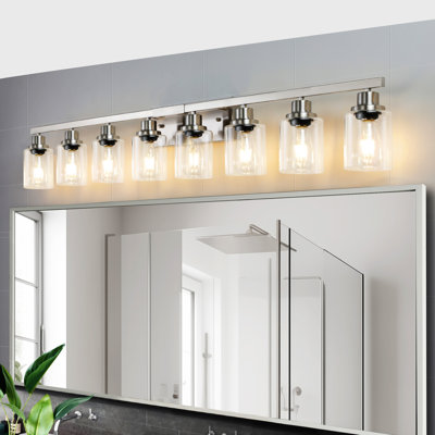 51" 8-Light Vanity Light With Clear Glass Shades