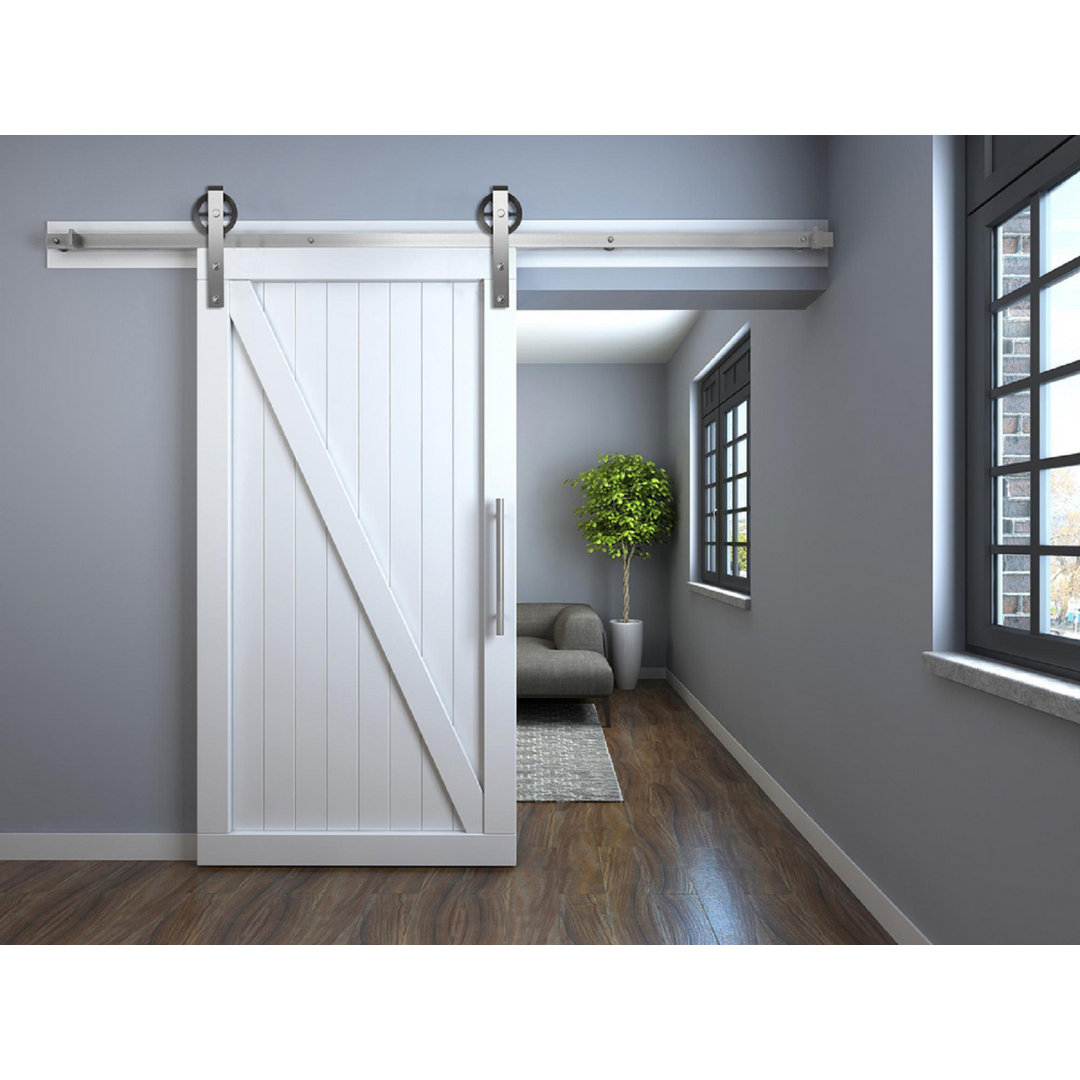 Stainless Steel Single Door Barn Door Hardware Kit Standard Single Miseno 