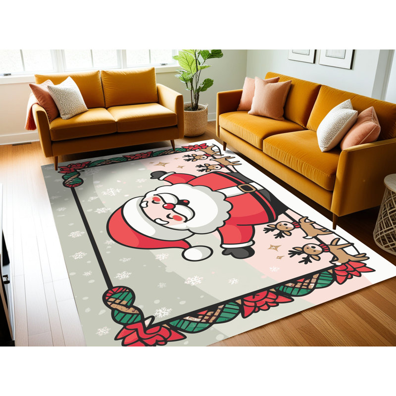 Tapis de vacances d'hiver de Noël lavable The Holiday Aisle®, Rectangulaire 3 pi x 5 pi