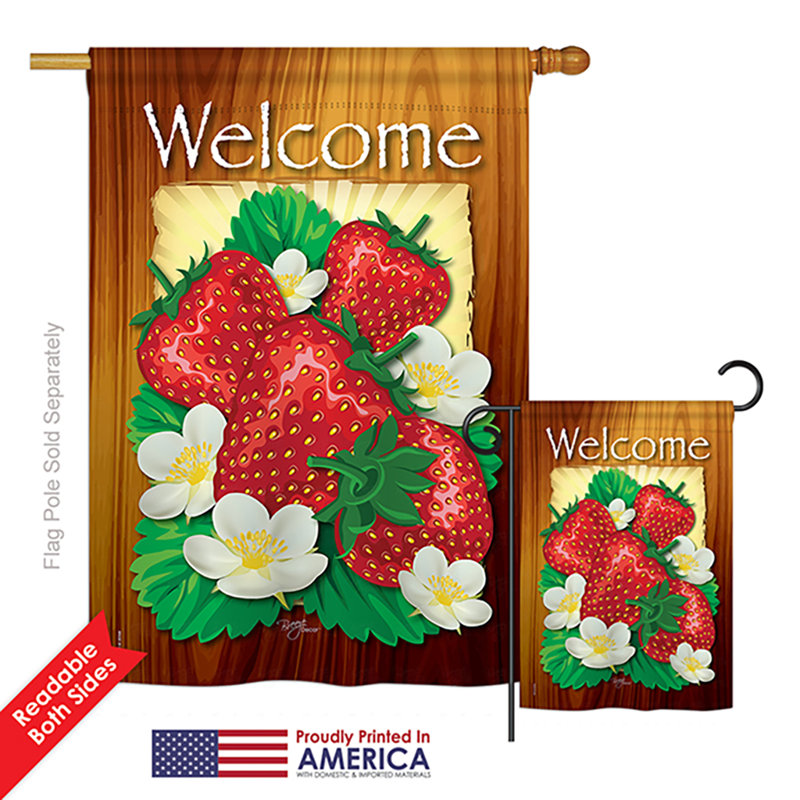 Ensemble de 2 drapeaux en polyester 2 pièces welcome fraises de nourriture