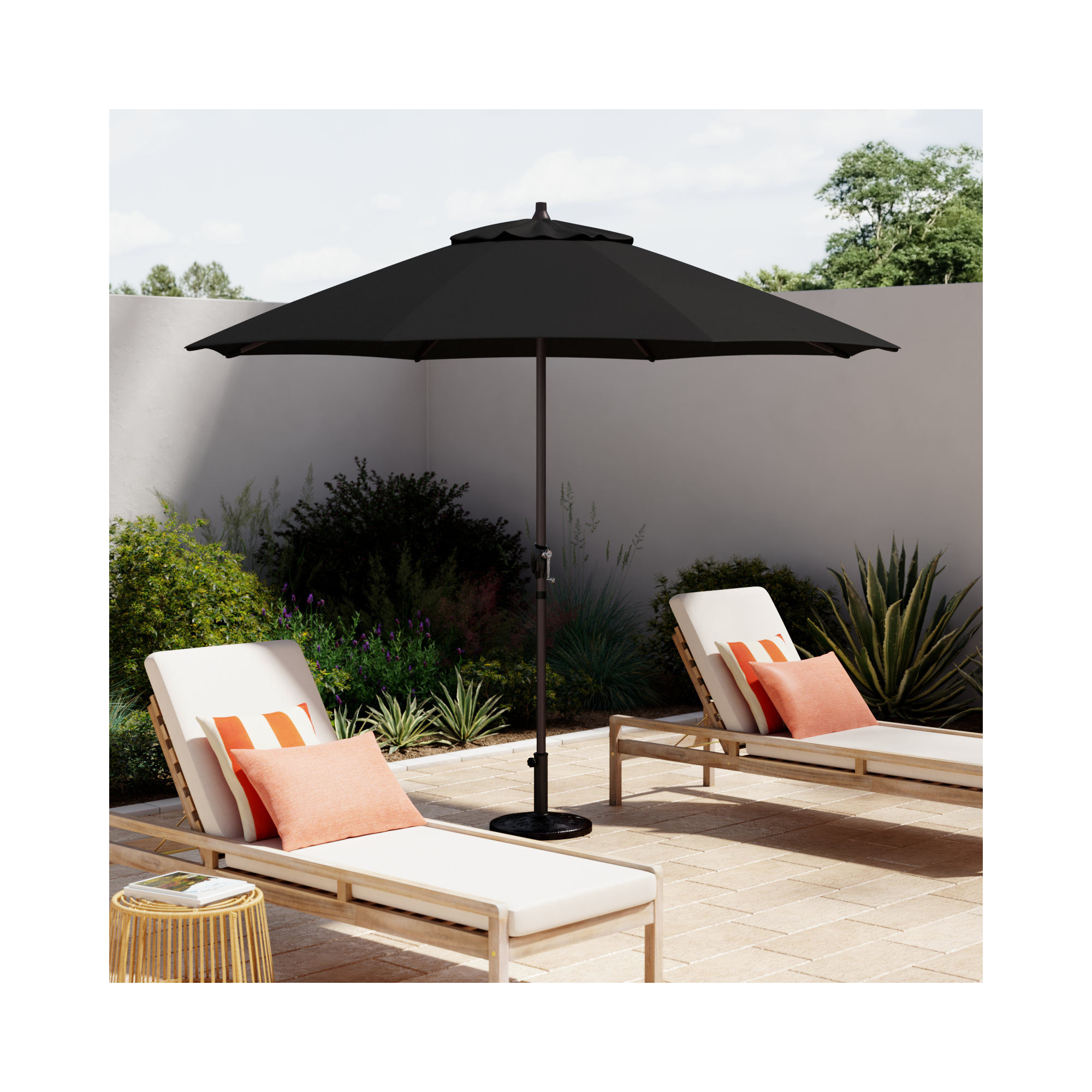 9' Market Sunbrella Umbrella, Canvas Black Sunbrella® Canvas