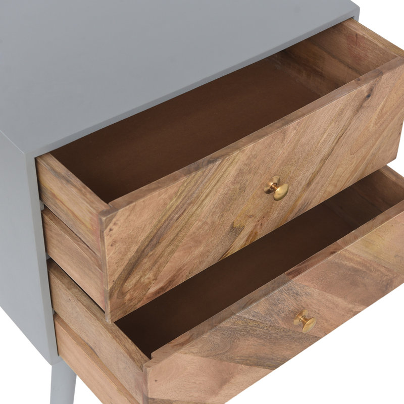 Armoire 2 tiroirs en bois de manguier / panneau de fibres à densité moyenne (KD LEGS)