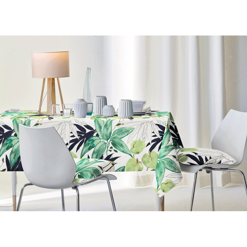 Hiroichi Rectangular Floral Tablecloth, Green