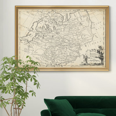 Carte de la Russie-impression d’art graphique sur toile encadrée