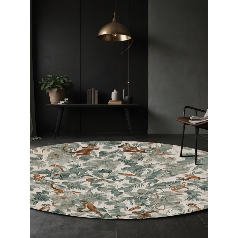Tapis brun soyeux et moelleux, Rond 8 pi