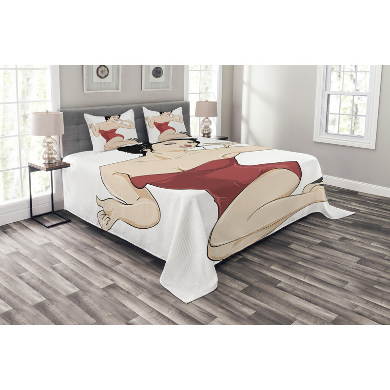 Beige Ruby/Black Microfiber Modern & Contemporary Bedspread Set, 220 x 220 cm