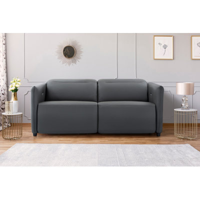 Lucia Leather Loveseat Recliner Sofa, Grey