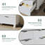 Commode double 6 tiroirs l 53 po, commode cannelée moderne à dessus large, commode en bois manufacturé blanc pour chambre à coucher et salon