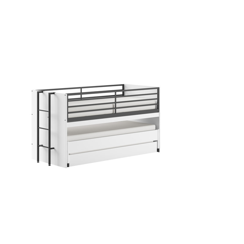 Kids Bed Sam 90 x 200cm + Trundle Bed, White