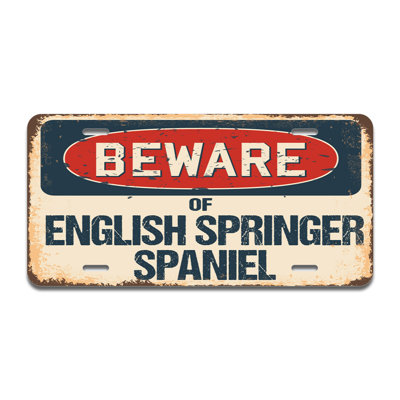 Beware of English Springer Spaniel Aluminum Plate Frame