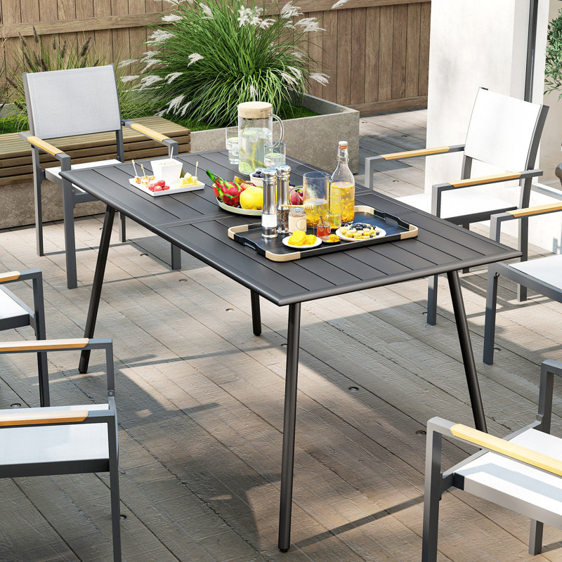 Rectangular Steel Outdoor Dining Table - 150 cm W 80 cm D