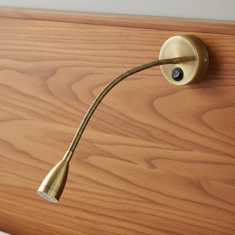 UltraBeam Wall Mounted Bedroom Reading Light With a Flexible Arm Antique Finish 3 Watt 3000k Warm White LED