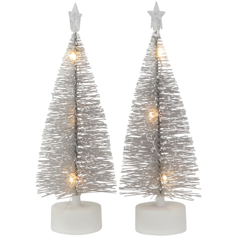 Mini-bouteille de pin et arbres de village de Noël, Argent