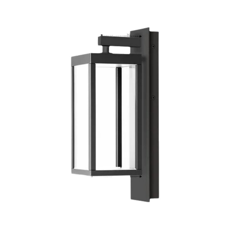 Applique murale d'extérieur avec luminaire extérieur imperméable à l'eau et bande DEL intégrée avec abat-jour en verre transparent, gris