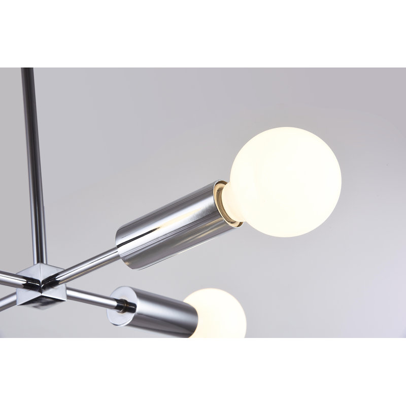 Lustre moderne en chrome 4 lumières Livilla, Nickel satiné, H 17 po x l 16 po x P 16 po