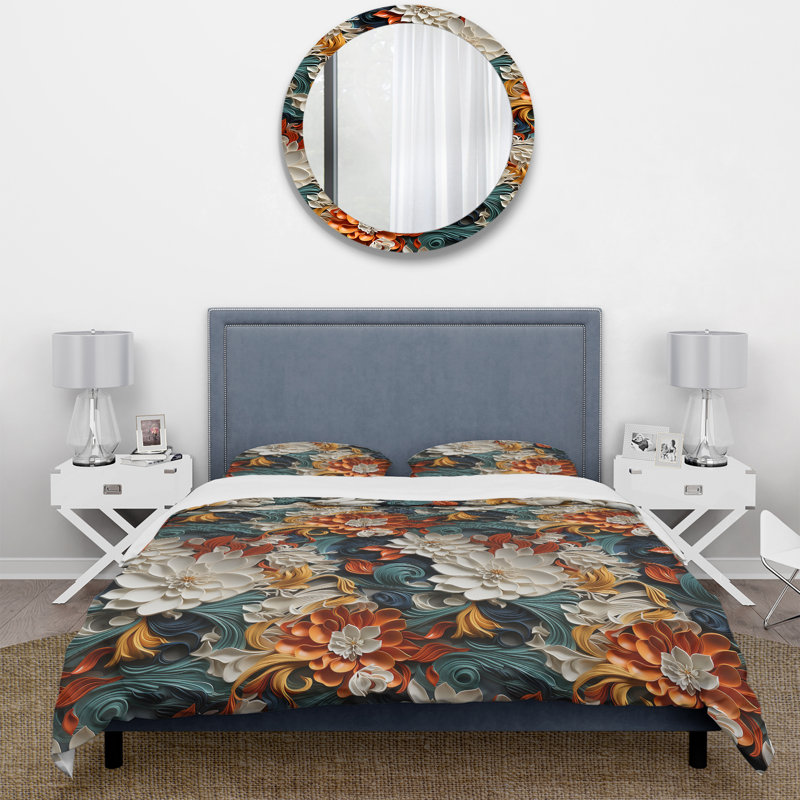 Calligraphy Essence II - Ensemble de housse de couette oriental - Microfibre de polyester