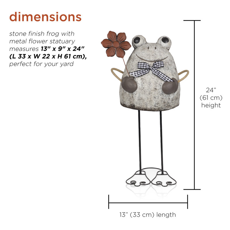 24"H Frog with Flower Garden Statue