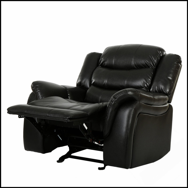 Fauteuil inclinable oscillant de conception classique avec revêtement en polyuréthane à baies noires, parfait pour des sièges élégants et confortables