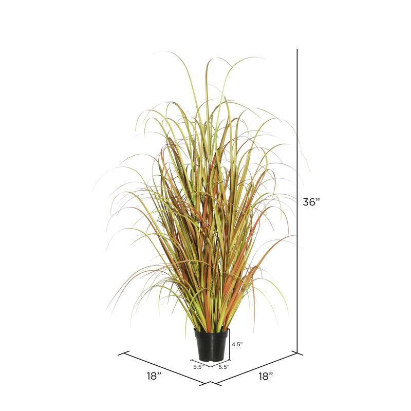 Modern Outdoor Tabletop Faux Grass Arrangement in Sleek Pot