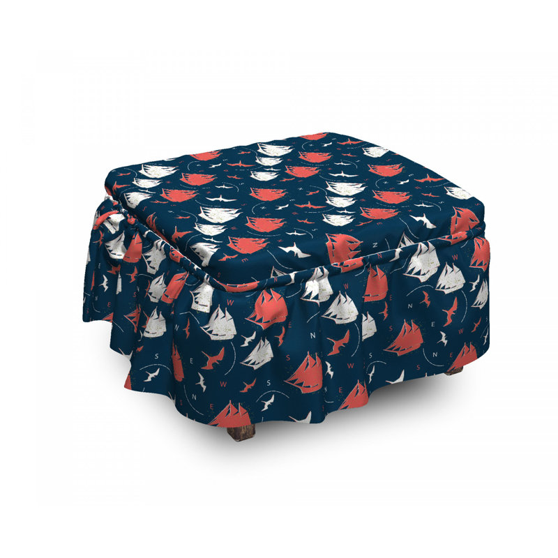 Housse pour repose-pieds grunge voiliers et oiseaux