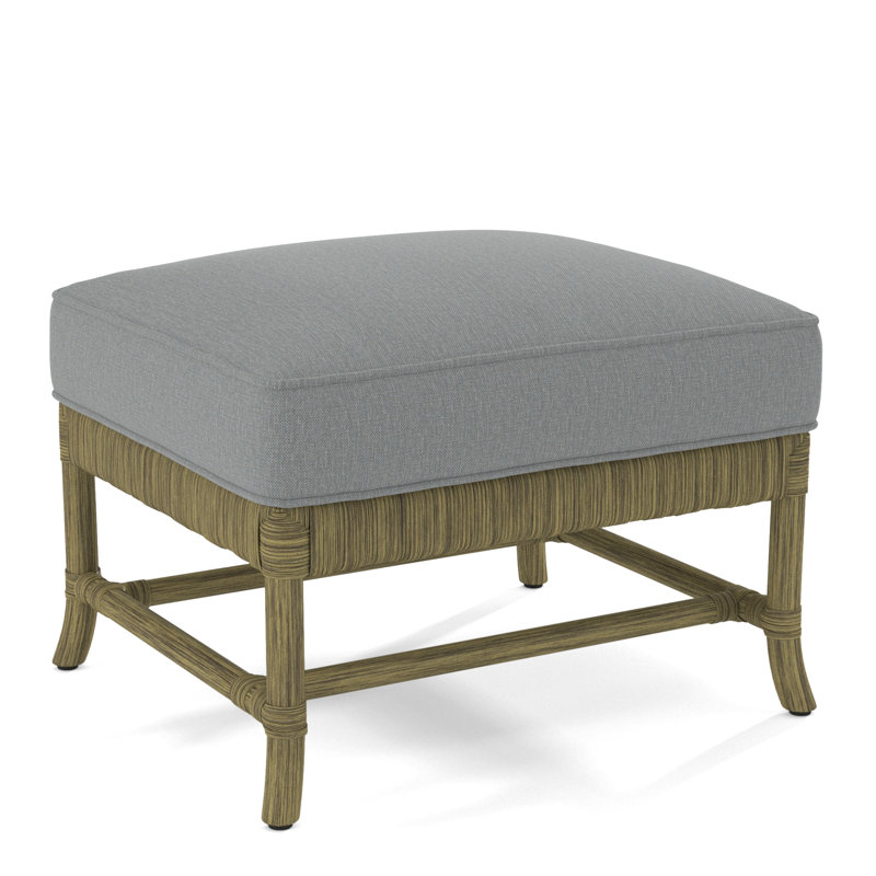 Lafayette Ottoman, Beige Floral Print; 0503-74, Navy