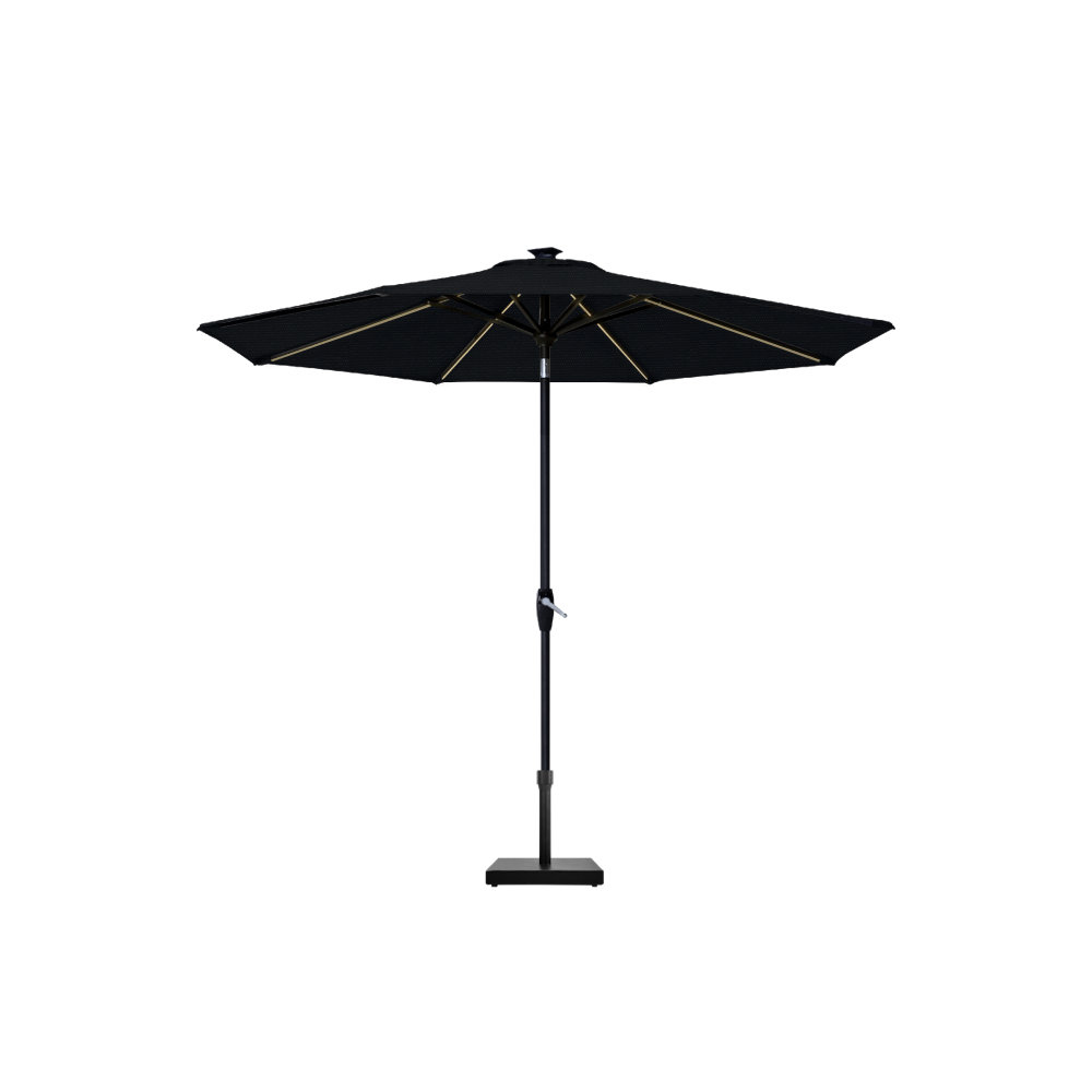 11 ft Solar Auto Tilt Market Umbrella, Black Sunbrella®, Black