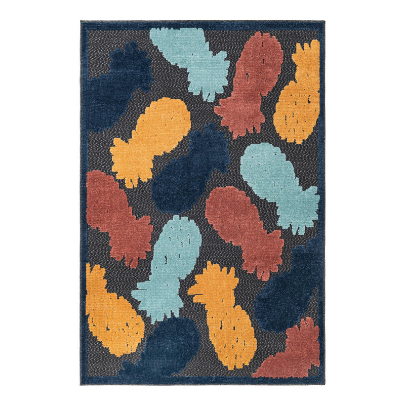 Medfield Indoor/Outdoor Rug Black, Rectangle 4' x 6'