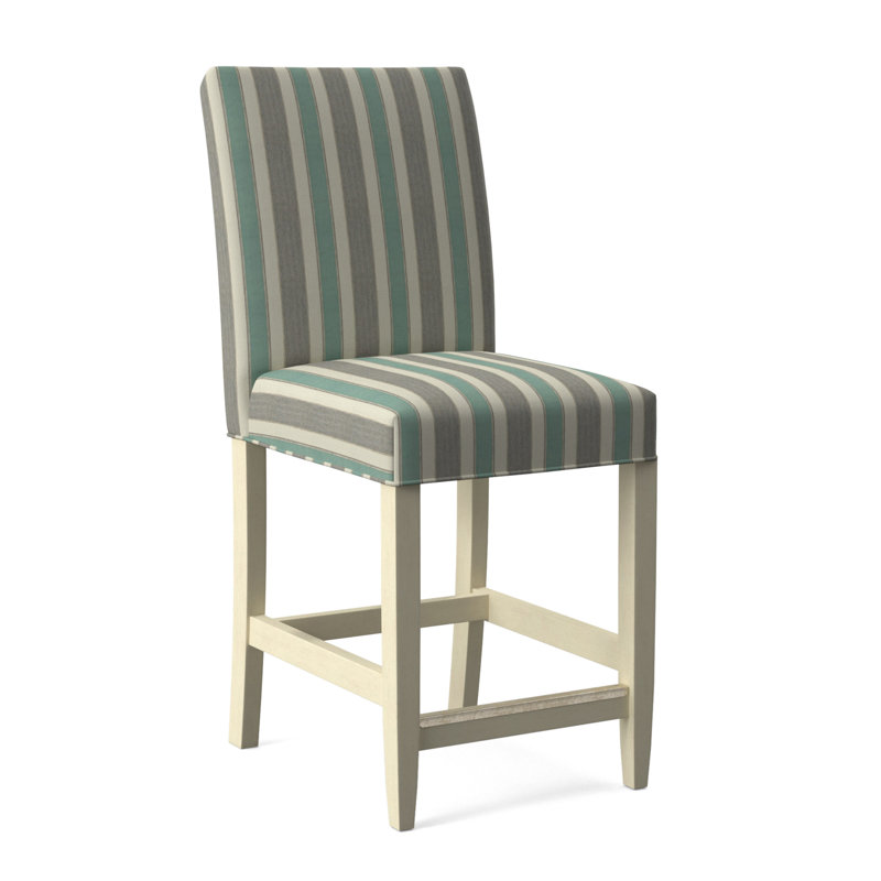 Manhattan Upholstered Stool with Solid Wood Frame, Bisque Finish, White Performance Fabric; 0851-94