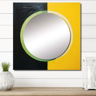 Lesterny - Grand miroir mural carré jaune Yin Yang Lemon Fruit III