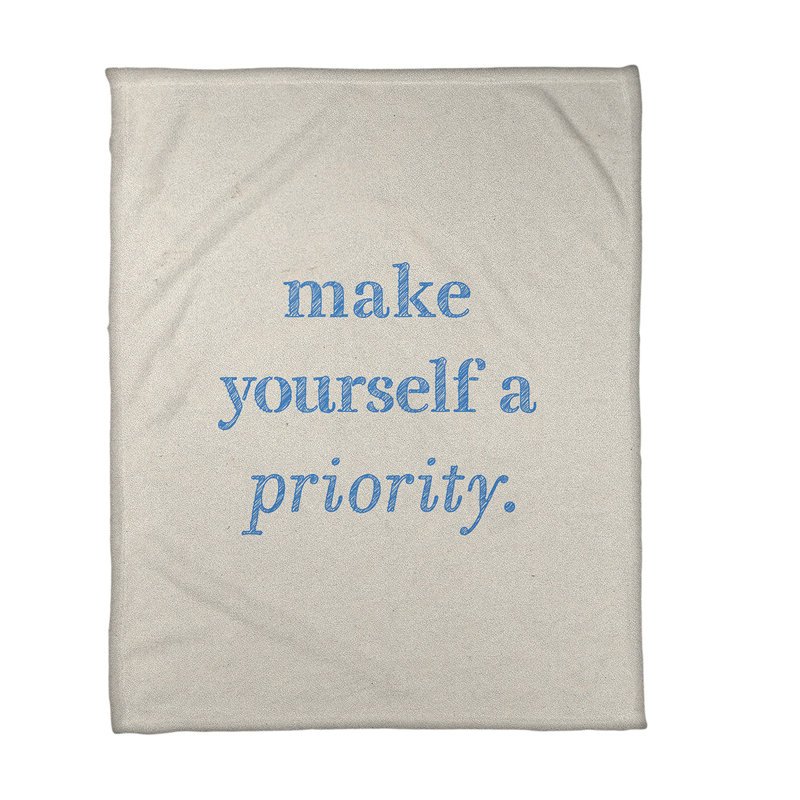 Sewn Throw Blanket, 60" W x 80" L, Light, White/Blue