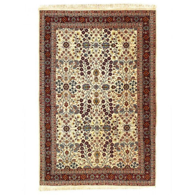 Isabelline Fine Hand Knotted Vintage Turkish Hereke 4'2'' X 6'1''