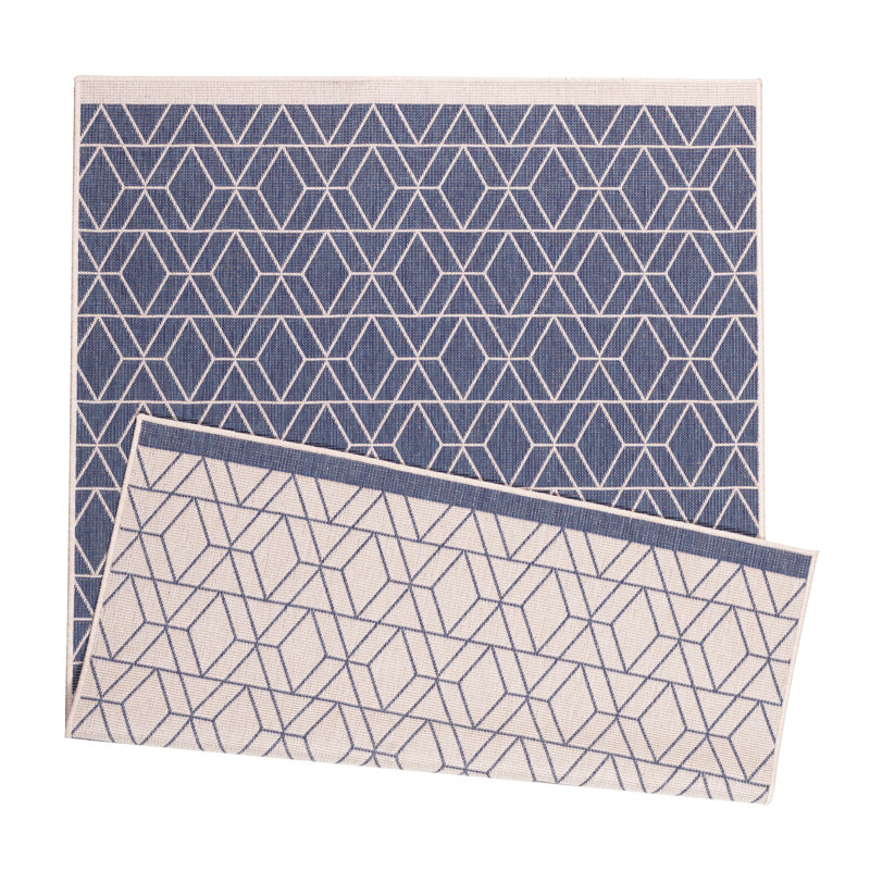 Samantha Rectangle Geometric Hand Woven Indoor / Outdoor Area Rug, Rectangle 120 x 170cm
