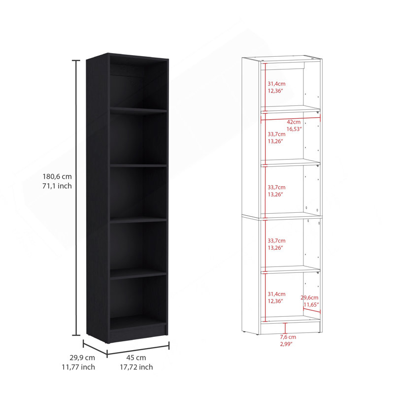 Ensemble de bibliothèque 3 pièces, 67 po de largeur avec 13 tablettes, ensemble de salon noir, Noir