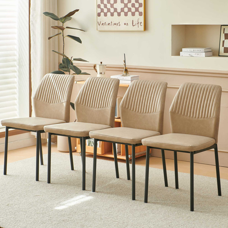 Chaise en cuir Eloise, Beige